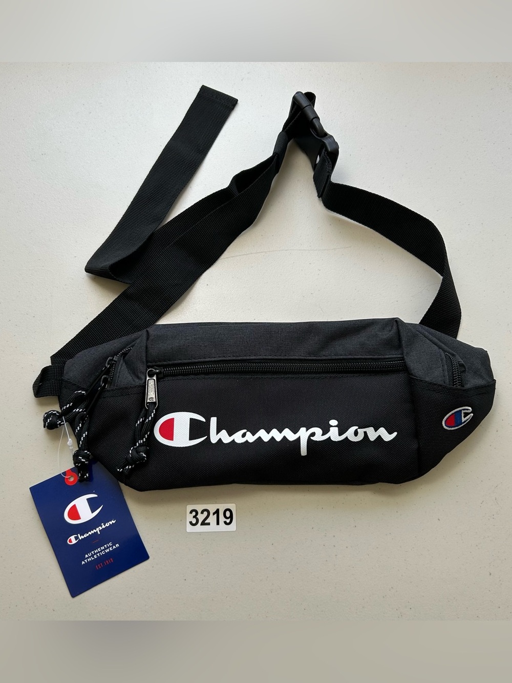 Champion Waist Bag Logo Gray Black  Sling Bag Shoulder Belt Fanny Pack New